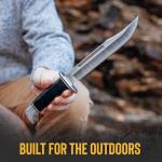 Buck Knives 120 General Hunting Knife, 7-3/8" Fixed Blade, Full Tang Design, Phenolic Handle, 420HC Stainless Steel Clip Point Blade, Sheath Included, Knife Made in the USA, 8.3 oz