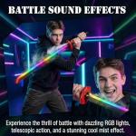 Cravonel Cyberpunk Neon Lightsaber Sword - 31.4 Inch LED Light Saber with Steam Effect, Motion Activated Sound, 7-Color Changing RGB Blade for Cosplay, Dueling