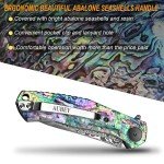 AUBEY Damascus Pocket Knife for Women Men, Sharp 3.23" Damascus Steel Blade Knife with Clip, EDC Hunting Knives with Abalone Shell Handle, Gift for Camping Outdoor