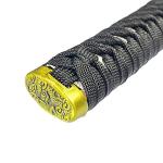 Bishamon 42.5" Samurai Sword with Carbon Steel Blade and Dragon Design Scabbard – Includes Wooden Display Stand – Decorative Collectible Katana (Black)