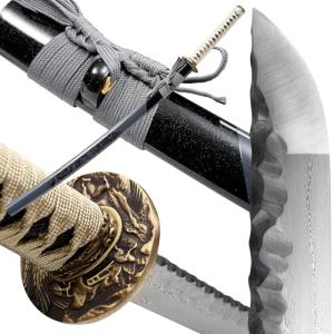 entez Real Katana Sword - Japanese Samurai Swords Sharp Blade Damascus Steel Hand Forged Katans Full Tang Unique Blade High Hardness Real Swords for Men