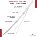 Armory Replicas™ 43-Inch White Katana Sword – Handmade 1065 High Carbon Steel Blade with Full Tang, Snowflake Guard, Ribbon Charm & Painted Scabbard – Decorative Collectible Sword