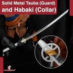 Armory Replicas™ 43-Inch White Katana Sword – Handmade 1065 High Carbon Steel Blade with Full Tang, Snowflake Guard, Ribbon Charm & Painted Scabbard – Decorative Collectible Sword