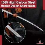 Armory Replicas™ 43-Inch White Katana Sword – Handmade 1065 High Carbon Steel Blade with Full Tang, Snowflake Guard, Ribbon Charm & Painted Scabbard – Decorative Collectible Sword