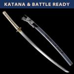 entez Real Katana Sword - Japanese Samurai Swords Sharp Blade Damascus Steel Hand Forged Katans Full Tang Unique Blade High Hardness Real Swords for Men