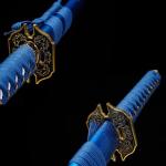 Kamaiwo-1045/1060 Handmade Hand Forged Authentic，Japanese Katana are a Unique Gift for Men - Full Tang High Carbon Steel Makes a Memorable for Martial Arts Collectors,Blue