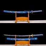 Kamaiwo-1045/1060 Handmade Hand Forged Authentic，Japanese Katana are a Unique Gift for Men - Full Tang High Carbon Steel Makes a Memorable for Martial Arts Collectors,Blue
