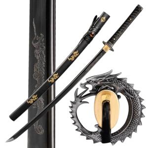 Handmade Japanese Katana Sword Real - Authentic Hand Forged Full Tang 1060 High Carbon Steel Samurai Swords for Martial Arts, Collection & Display, 40.5-Inch