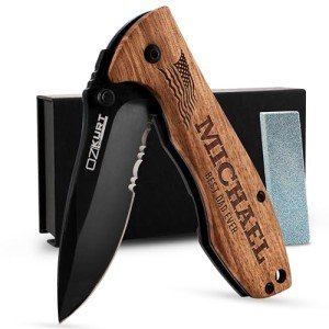 Personalized Engraved Oak Pocket Knife for Men