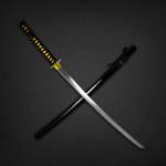 Bishamon Japanese Style Hand-Forged Samurai Sword with Full Tang Carbon Steel Blade – Includes Scabbard – Decorative Katana for Display, Collection & Cosplay (Samurai Jack)