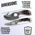Bone Collector Hunting Knife Two Piece Set, 7" Straight Edge and 7" Gut Hook Blades Bone Full Tang Skinner (Bone)