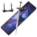 RACEROCKET Eldens Rings Miquellan Knight's Sword Model 11.8-Inch Metal Craft Sword with Display Stand Martial Arts Swords Action Figure Collectible Toy Desk Decor Party Supply Gift