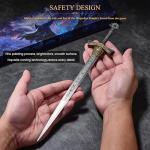 RACEROCKET Eldens Rings Miquellan Knight's Sword Model 11.8-Inch Metal Craft Sword with Display Stand Martial Arts Swords Action Figure Collectible Toy Desk Decor Party Supply Gift