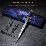 RACEROCKET Eldens Rings Miquellan Knight's Sword Model 11.8-Inch Metal Craft Sword with Display Stand Martial Arts Swords Action Figure Collectible Toy Desk Decor Party Supply Gift