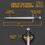United Cutlery The Sword of Faramir | Lord of the Rings Licensed Replica | Antique Steel Finish | Wall Display Plaque | LOTR Merchandise Certificate of Authenticity | Full Size Movie Prop Collectible