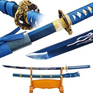 Eroton- Full Handmade Real Japanese Samurai Katana Sword 1045/1060/1095/T10High Carbon Steel Heat Tempered/Clay Tempered, Dragon Tsuba,Full Tang,Functional Sharp, Razor Sharp,Battle Ready(2.7ib)…