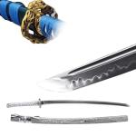 Eroton- Full Handmade Real Japanese Samurai Katana Sword 1045/1060/1095/T10High Carbon Steel Heat Tempered/Clay Tempered, Dragon Tsuba,Full Tang,Functional Sharp, Razor Sharp,Battle Ready(2.7ib)…