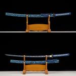 1045/1060 high Carbon Steel Full Hand Forged Traditional , Katana Sword Hademade Heat Tempered ，Japanese Samurai Swords ，Full Tang,Functional,Blue