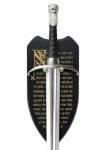 Longclaw Sword Replica – Jon Snow Sword Handmade Damascus-Style Steel Blade with Wolf Pommel, Leather Handle & Wall Mount – Full Size Collectible Cosplay & Display (39 Inches)