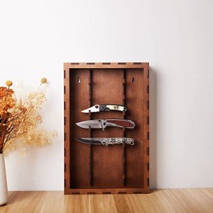 ZAYALI Pocket Knife Display Stand - Rustic Knife barn Military Folding Knife Shadow Box Wall Cabinet - Knife Showcase for Collections -Pocket Knife Shelf