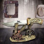 BestGiftEver Western Style Hunting Blade Knife with Horse Decorative Knife Stand - Unique Gifts for Hunters, Knife Display Collectors and Western Home Decor Enthusiasts