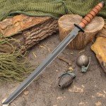 K Exclusive 1942 U.S. Combat Sword with Sheath | Inspired by US Armed Forces WWII Weapon | World War II Collectible | Black Coated AUS-6 Stainless Steel | Shoulder Strap | Overall Length 27.5"