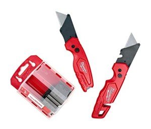 Milwaukee Fastback Flip Utility Knife 2 Piece Set with Razor Blade Dispenser (50 Blades Included)