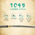 Handmade Sword - Japanese Samurai Katana Swords, Functional, Hand Forged, 1045 Carbon Steel, Clay Tempered, Damascus, Full Tang, Sharp, Dragon Tsuba, Black Wooden Scabbard, Sword Certificate