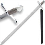 Medieval Master Wire Wrapped Collectible Sword | 32 1/2" High-Polish Stainless Steel Blade | Deep Blood Grooves | Wire-Wrapped Handle | Oversized Guard and Pommel | Leather Sheath | 40" Overall