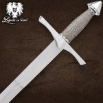 Medieval Master Wire Wrapped Collectible Sword | 32 1/2" High-Polish Stainless Steel Blade | Deep Blood Grooves | Wire-Wrapped Handle | Oversized Guard and Pommel | Leather Sheath | 40" Overall