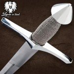 Medieval Master Wire Wrapped Collectible Sword | 32 1/2" High-Polish Stainless Steel Blade | Deep Blood Grooves | Wire-Wrapped Handle | Oversized Guard and Pommel | Leather Sheath | 40" Overall
