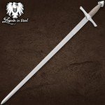 Medieval Master Wire Wrapped Collectible Sword | 32 1/2" High-Polish Stainless Steel Blade | Deep Blood Grooves | Wire-Wrapped Handle | Oversized Guard and Pommel | Leather Sheath | 40" Overall