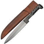 Pakistan SZCO Supplies 12" Hand-Forged Railroad Spike Dagger with Twisted Handle & Leather Sheath – Full Tang Spear-Point Blade, Carbon Steel Knife for Collectors & Outdoor Use