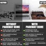 Pocket Knife Display Case for 16 Knives - Wooden Knife Collection Case Clear Cover - Two-Tier Knife Cases for Collections with a Removable Drawer Insert for Other EDC Items, EDC Case - Brown