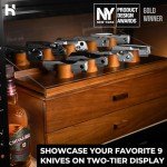 Holme & Hadfield Premium Knife Display Case for up to 50 Knives – Extra Large Handcrafted Wooden Pocket Knife Organizer for Collections – Birthday Gift for EDC Collectors – Luxury Built to Last