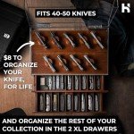 Holme & Hadfield Premium Knife Display Case for up to 50 Knives – Extra Large Handcrafted Wooden Pocket Knife Organizer for Collections – Birthday Gift for EDC Collectors – Luxury Built to Last
