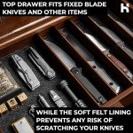 Holme & Hadfield Premium Knife Display Case for up to 50 Knives – Extra Large Handcrafted Wooden Pocket Knife Organizer for Collections – Birthday Gift for EDC Collectors – Luxury Built to Last