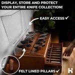 Holme & Hadfield Premium Knife Display Case for up to 50 Knives – Extra Large Handcrafted Wooden Pocket Knife Organizer for Collections – Birthday Gift for EDC Collectors – Luxury Built to Last
