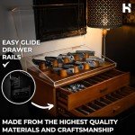 Holme & Hadfield Premium Knife Display Case for up to 50 Knives – Extra Large Handcrafted Wooden Pocket Knife Organizer for Collections – Birthday Gift for EDC Collectors – Luxury Built to Last