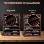 WodGod 7 Layers Knife Display Case, Cherry Wood, Locking Cabinet with 6 Removable Double Shelves and 6 Single Shelves, Wall Mounted or Desk Display