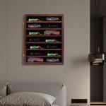 WodGod 7 Layers Knife Display Case, Cherry Wood, Locking Cabinet with 6 Removable Double Shelves and 6 Single Shelves, Wall Mounted or Desk Display