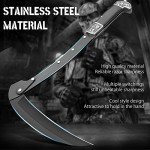 VALHALLA Folding Sickle, Black Sharp Folding Scythe with 2 Sections, Hand Sickle Knife Wooden Handle, Portable Safety Folding Sickle Knife with Sheath