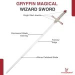 Armory Replicas Enchanting Wizard Sword – 41” Gryffindor-Inspired Stainless Steel Blade with Genuine Leather Sheath, Intricate Phoenix & Unicorn Details, Perfect Collectible for Fantasy Fans