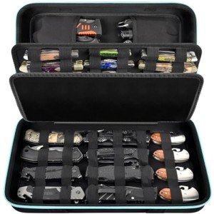 Knife Display Case for 45+ Pocket Knives, for Butterfly Knife Storage Bag, Folding Knives Organizer Holder Box, Knives Collection Protector for Survival, Tactical, Outdoor, Kitchen, EDC Mini Knife