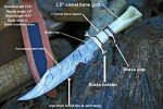 Custom Handcrafted Damascus Steel Knife with Camel Bone Handle