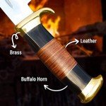 HandSmith™ Handmade Crocodile Dundee Fixed Blade Bowie Hunting Knife with Leather Sheath – Large Knife Razor Sharp Edge Camping Knife for Collectors and Outdoor Camping