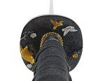 MAKOTO Hand Forged Razor Sharp 41" Black Samurai Katana Sword - Hand Painted Golden Cranes on Scabbard