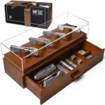 Holme & Hadfield Premium Knife Display Case for up to 10 Knives – Handcrafted Wooden Pocket Knife Organizer for Collections – Birthday Day Gift for EDC Collectors – Luxury Built to Last