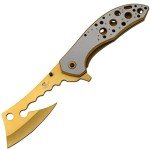 Snake Eye Tactical 12" Jumbo Huge Heavy Duty Ultra Smooth One Hand Opening Folding Pocket Knife Limited Edition Collectors Knife - Ideal for Recreational Work Hiking Camping (Gold)