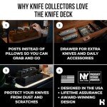 Holme & Hadfield Premium Knife Display Case for up to 10 Knives – Handcrafted Wooden Pocket Knife Organizer for Collections – Birthday Day Gift for EDC Collectors – Luxury Built to Last